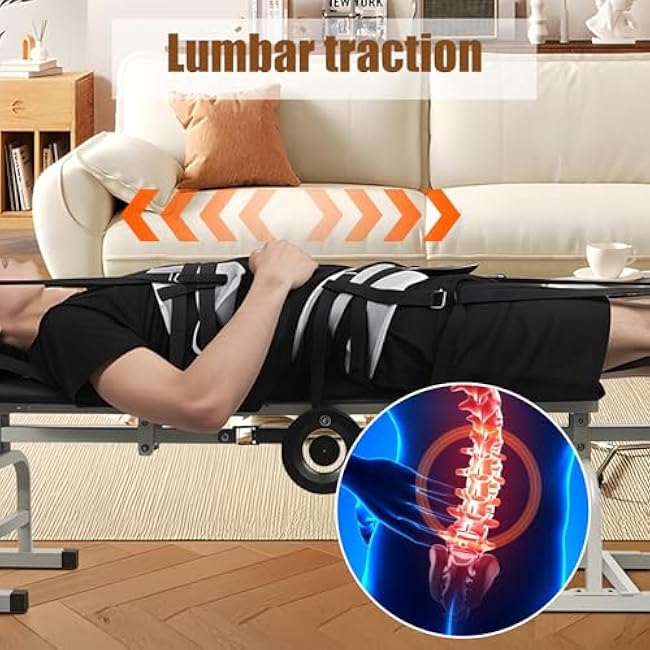 Cervical & Lumbar Traction Bed¨C Spinal Decompression Device for Neck & Back Pain Relief | Adjustable Stretching Bed for Back Pain Relief, Posture Correction |330 lb Weight Capacity Green