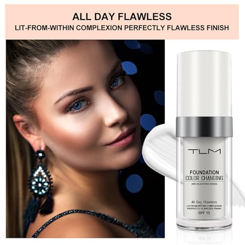 2 PCS Flawless Colour Changing Warm Skin Tone Foundation, Makeup Base Nude Face Liquid Cover Concealer (2 Pcs Foundation) – Image 3