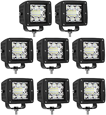 LED Cubes, Turboo 8PCS 39W CREE 3 Inch LED Pod Lights Off Road Driving Lights Spot Flood Combo LED Light Bars Fog Lights Square LED Work Light for Truck Car SUV ATV UTV Boat