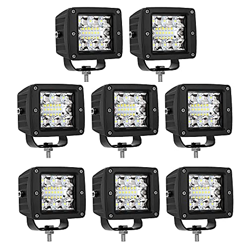 LED Cubes, Turboo 8PCS 39W CREE 3 Inch LED Pod Lights Off Road Driving Lights Spot Flood Combo LED Light Bars Fog Lights Square LED Work Light for Truck Car SUV ATV UTV Boat