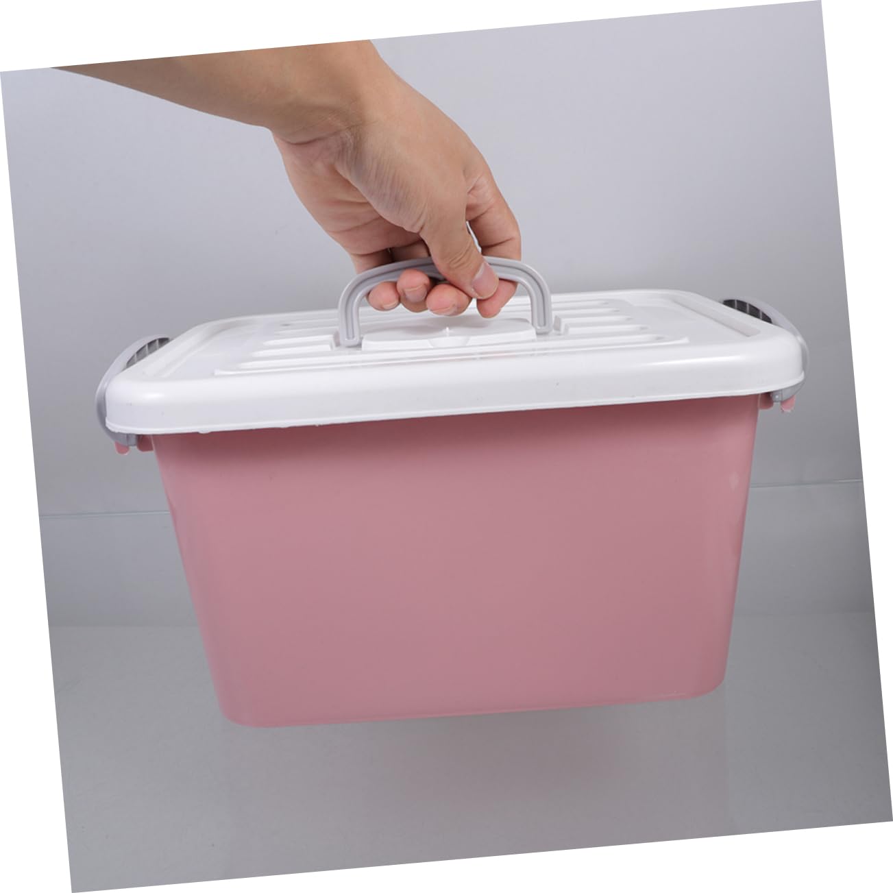 Caja de Almacenaje de Plástico Tapa, 30l, Pp Rosa para Escritorio y Hogar