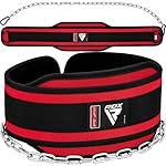 RDX Dip Belt for Weight Lifting, Heavy Duty 36 Inch Adjustable Steel Chain, Dipping Belt Chin Pull Ups Gym Training Bodybuilding Powerlifting Fitness Workout, 6” Padded Neoprene Back Support Men Women
