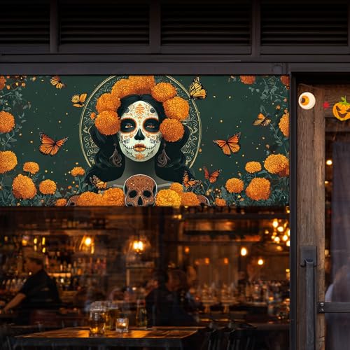 Vinilo decorativo para ventana Día de Muertos 39.3x17.7 pulgadas miniatura 2