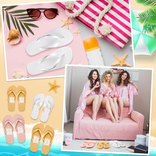 Image of Unittype 48 Pairs Flip Flops Bulk for Wedding Guests Hotel Slippers with Size Cards and Bags for Wedding Beach Pool