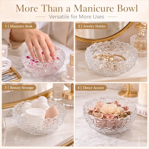 Image of Manicure Bowl 1Pcs Glass Nail Soaking Bowl Acetone Soak Off Bowls Nail Art Remover Soak Soaker for Fingernail Toenail Caring Polish Removal, Home & Salon Use, Transparent