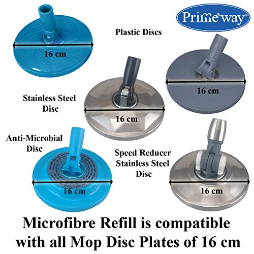 Image of Primeway Polyester Water Absorbent Microfibre Spin Mop Refills | Dense Replacement Mop Heads | Floor Pocha Mop Cloth | XL | 38cm | 130grams | 4 Pcs (Green)