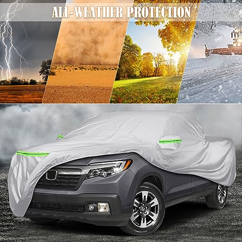 Image of Waterproof Car Cover Custom Fit for 2006-2024 Honda Ridgeline, 6 Layers All Weather Car Covers with Zipper Door & Windproof Bands for Sun Snow Rain Dust Protection, Outdoor Indoor