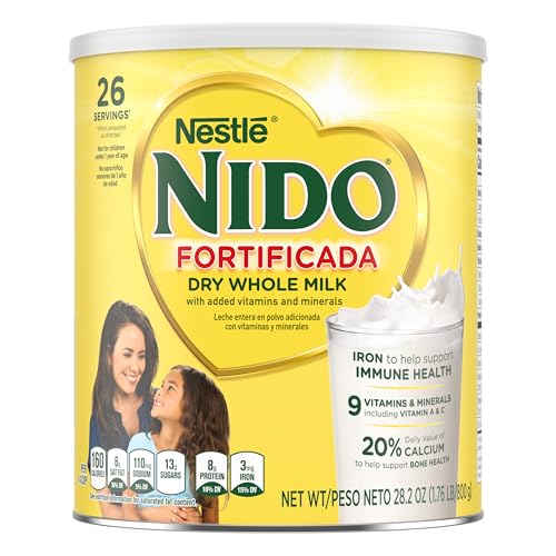 NIDO Fortificada Powdered Drink Mix - Dry Whole Milk Powder with Vitamins and Minerals Canister