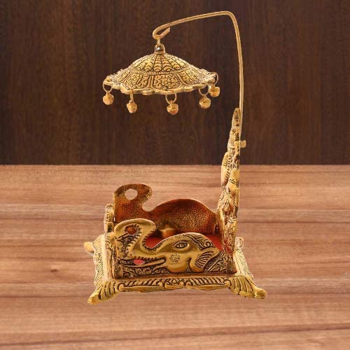 Denique Metal Sihasan for Krishna Ladoo Gopal/Laddu Bal Gopal, Religious Puja Gifts and Decor, Home Decor & Gifts Handcrafted Showpiece,Gold Colour.1 Pieace 1