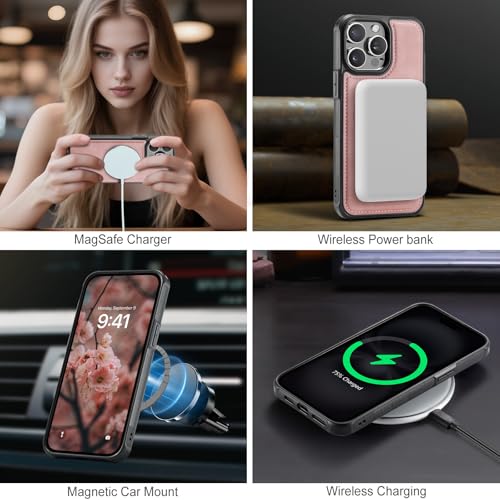 Usroom for iPhone 15 Pro Max Wallet Case Compatible with Magsafe, Rose Pink by Usroom - Used condition - Image 3