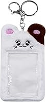 Vista 9 de JUMISEE Lindo soporte de tarjeta de fotos Kpop de felpa con llavero, funda de foto de oso de dibujos animados, protector de tarjeta de crédito