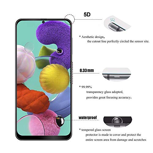 Image of ZARALA Tempered Glass Screen Protector Compatible for (Black) with Edge to Edge Coverage and Easy Installation kit (Samsung galaxy A51)