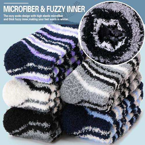 Image of EBMORE Fuzzy Socks Warm Winter Slipper Fluffy Sleep Cozy Comfy Cabin Socks for Mens Womens