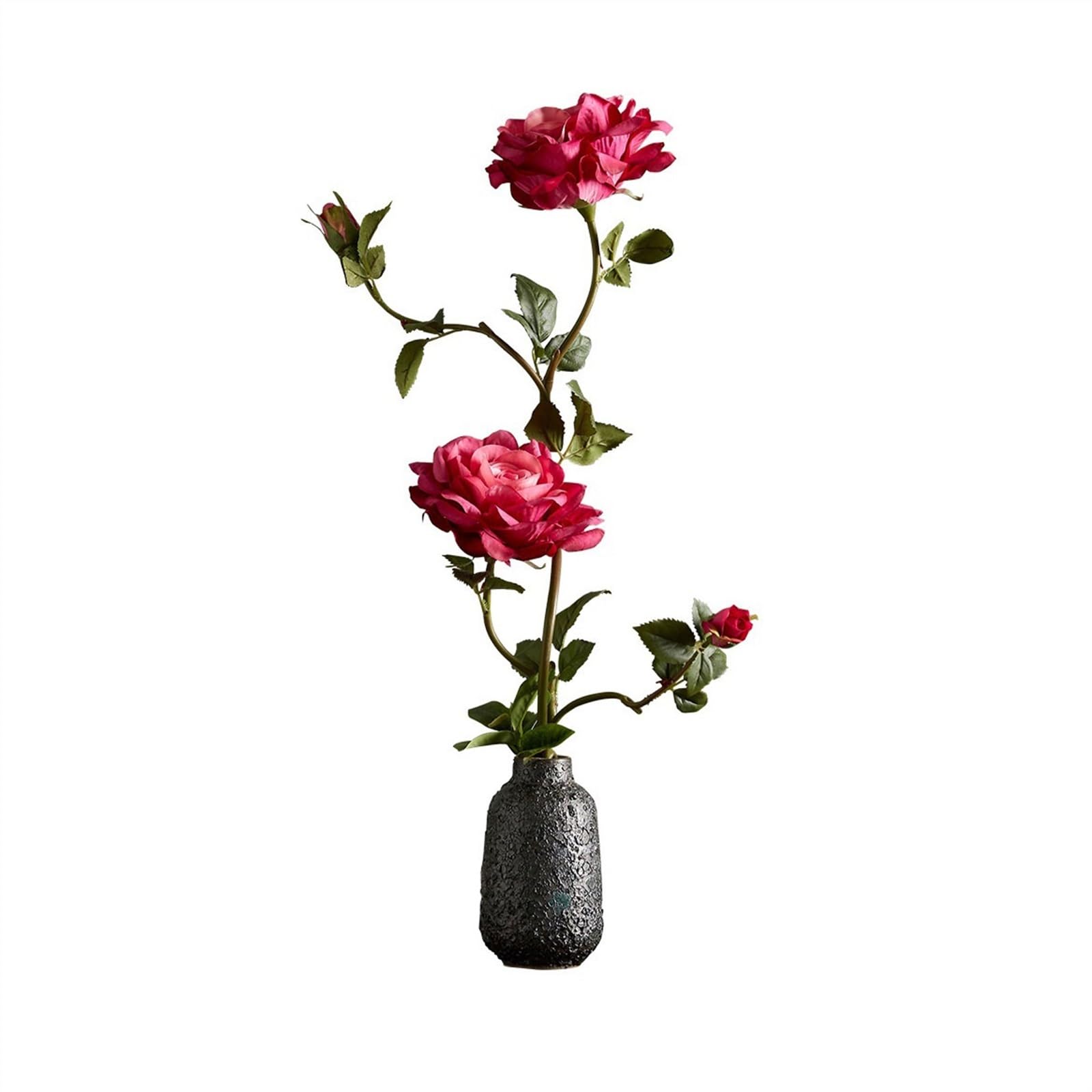 CFY652 Floral Arrangements High-grade Simulation Flower Arrangement Table Centerpiece Decorations Roses Fake Flowers Bouquet with Ceramic Vase Weddings(Red)