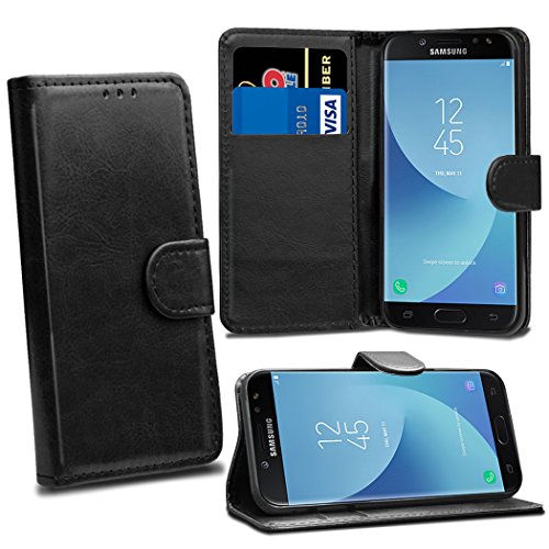 Samsung Galaxy J5 2017 J530 Cases - Black Premium Wallet Leather Flip Case Cover For Samsung Galaxy J5 2017 J530 [Card Holder] [Magnetic]