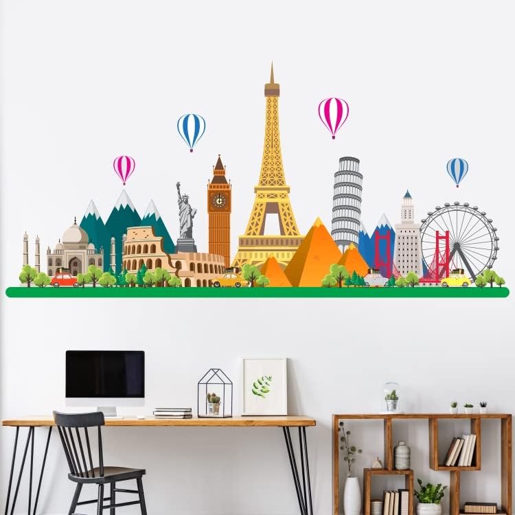 Wonders of World - Big Set of Famous Landmarks - Travel Trip - Tourism - Office - Decoration - Wallsticker - WP036