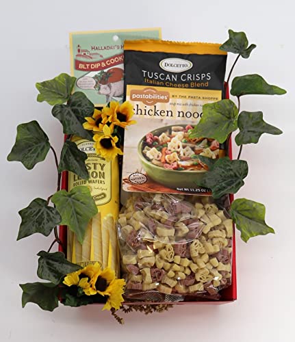 Gift Basket Village Soup’s On Gift Tray: Cozy Pasta, Gourmet Dip Mix, Rolled Wafers, Crackers, Perfect Comfort Food Set, 12x8x4”, 1.25 lbs - Thumbnail 2