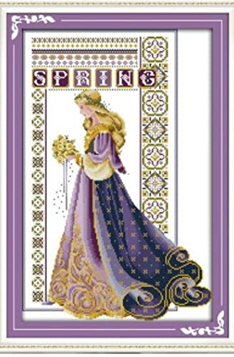 Point de croix 11CT Belle femme kit de broderie estampe multicolore 40x50 cm pour debutant