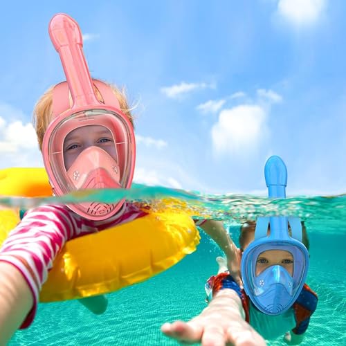 Mascara De Mergulho Snorkel Para Crianças, Equipamento de Snorkel Com Suporte Para Câmera (Rosa)