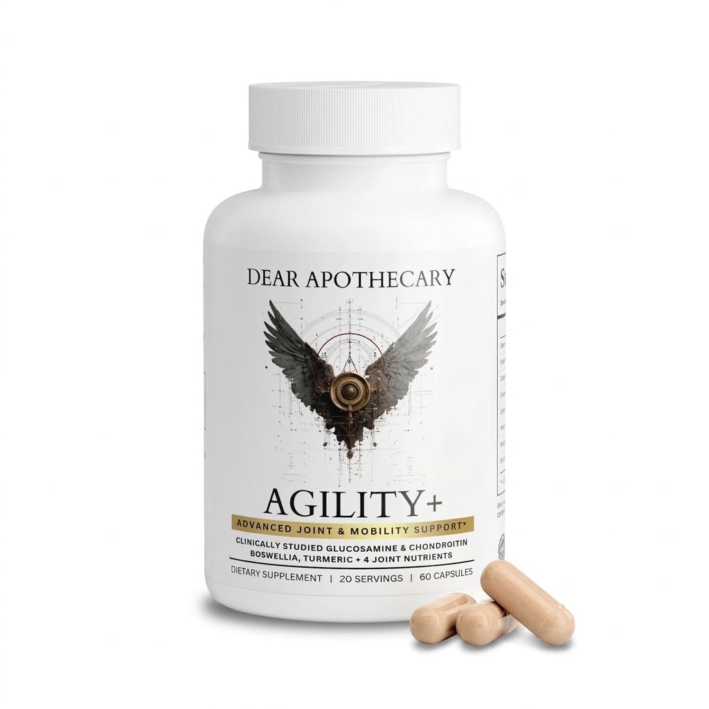 Agility+ Glucosamine Chondroitin Supplement - 1500mg Glucosamine, Boswellia, Turmeric, MSM - Joint Support for Men & Women - Non-GMO Gluten Free - 60 Capsules