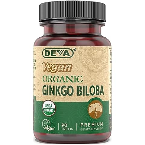 Deva Vegan Gingko Biloba 300mg, Organic, Tiny Tablets, 90 Tablets Cover