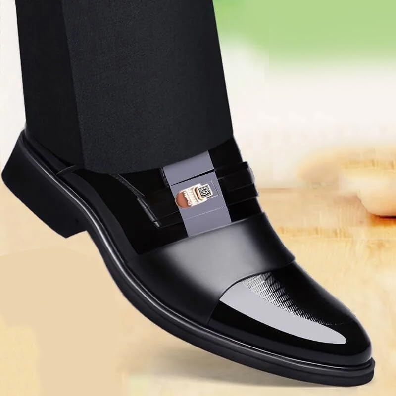Mens Oxford Dress Shoes Business Tuxedo Wedding Anti-Slip Non Slip Rubber Sole Block Heel Formal Slip On Casual Pointed Toe Synthetic Pu Leather4