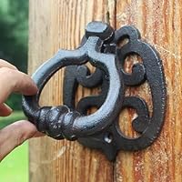 Horseshoe Door Knocker - Black Cast Iron Handmade Antique Solid Metal Knocker for Front Doors, Barn Shed Doors, Furniture, Castle