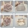 Pahajim Pochette Soiree Femme en Satin Petit Sac a Main avec Bandouliere Chic Fleurs Minaudiere pour Ceremonie Mariage Fête Banquet (Champagne) #1