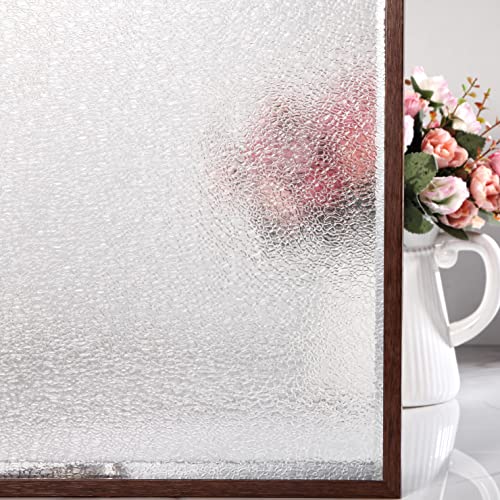 Feomos Ice Crystal Window Film Static Cling Window Privacy Film Vinyl Decorative Glass Decal Non Adhesive Removable Glass Film Uv Blocking For Home Office 35.4X78.7 Inches #TOP23