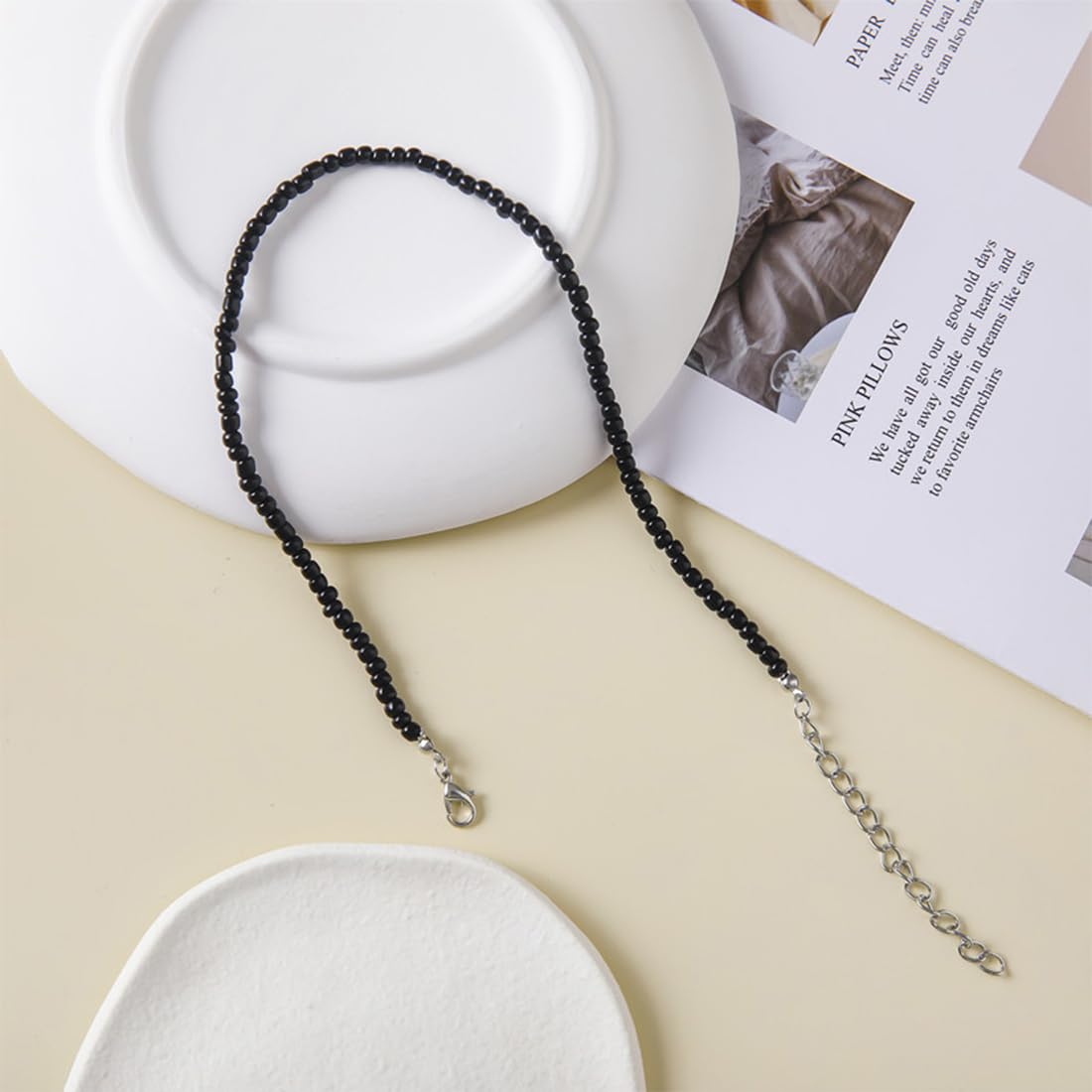Collana Boho Perline Riso, Stile Beach Surfer, Unisex, Catena Lunga Choker, Colore Marrone, Fatta A Mano