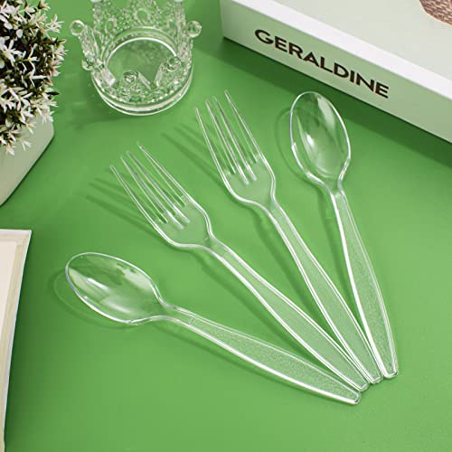 Ciaell 500Pcs Clear Plastic Forks - Heavy Duty Plastic Forks - 7Inch Heavyweight Plastic Forks - Disposable Clear Forks - Clear Plastic Cutlery For Parties Weddings Restaurant #TOP2