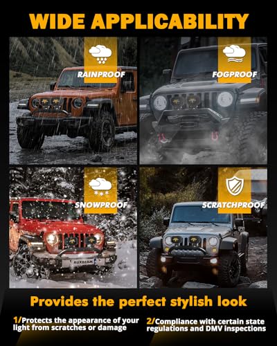 Image of Auxbeam R4 Series 4 Inch LED Square Black Protective Pod Light Covers | Quick Snap-On Installation, Premium Polycarbonate Covers, Waterproof, Protects Against Dust, Debris & Impacts, 2-Pack
