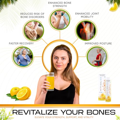 Image of Calcium and Vitamin D3 Tablets - Pack of 2, 30 Sugar-Free Effervescent Calcium Tablets for Women & Men, Maximum Bone Density & Joint Health Support, Fast Absorbing Formula