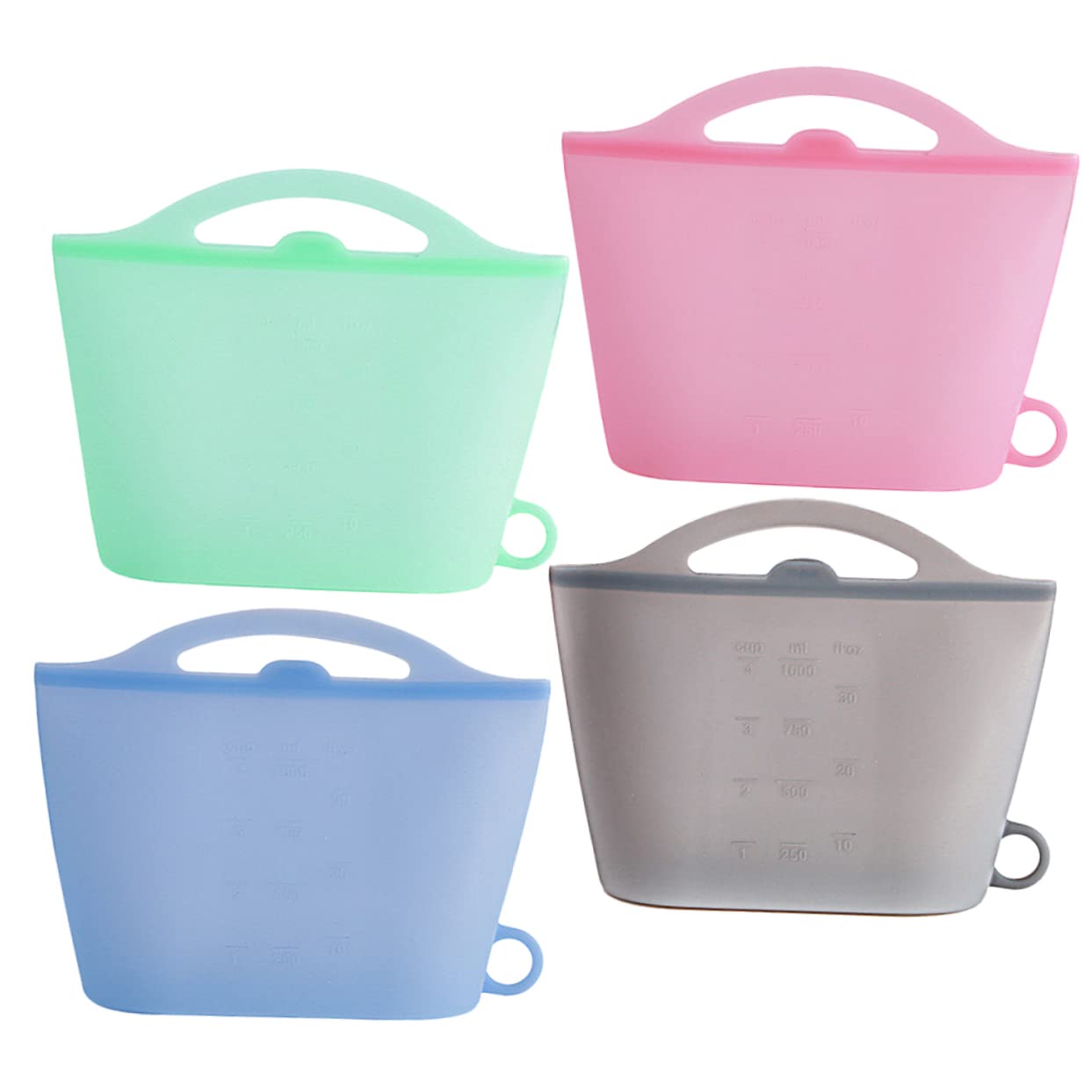 Ciieeo 4 Bolsas De Silicona Para Almacenar Alimentos Resistentes a Fugas y Reutilizables 1000ml Para Refrigerador y Congelador