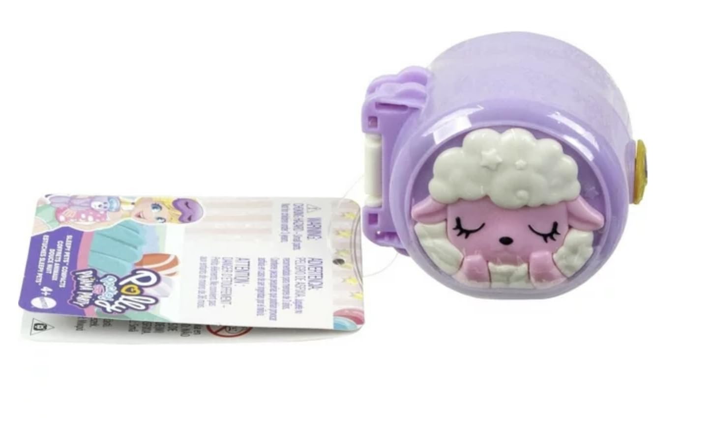 Polly Pocket Pajama Party Sleepy Pets Compact, Travel Toy with Micro Doll & Sheep Figure