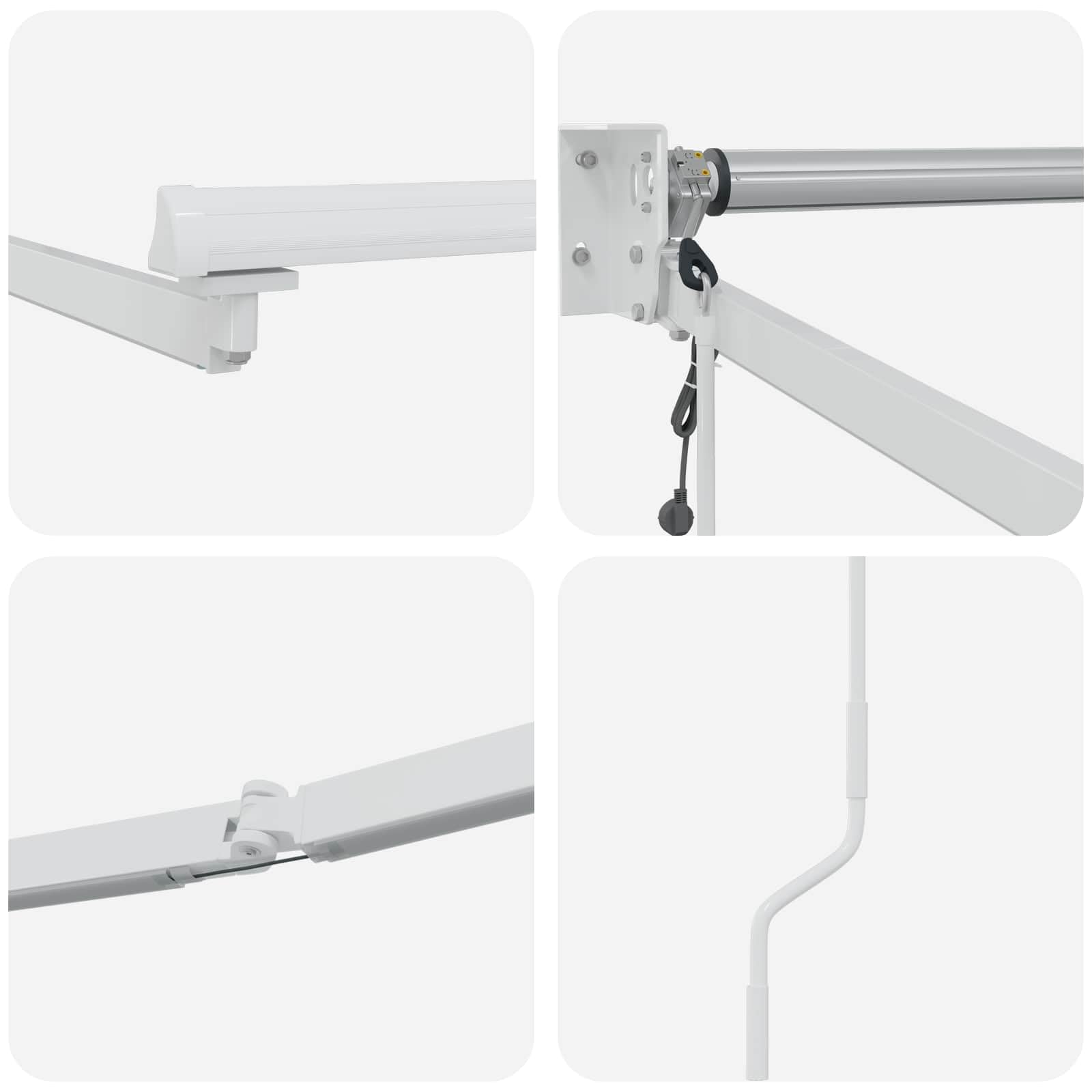 Cadre de Store rétractable électrique Blanc 3,5 x 2,5 m en Acier avec Panneau Solaire télécommande Bras rétractables pour ombrage extérieur Jardin terrasse Patio
