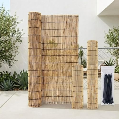 YQYHNB Cañizo Natural para Ocultación de Jardín, Valla de Caña Tejida para Privacidad de Balcón y Terraza, Estera de Caña Carbonizada Resistente Exterior, Protección Visual(Natural)