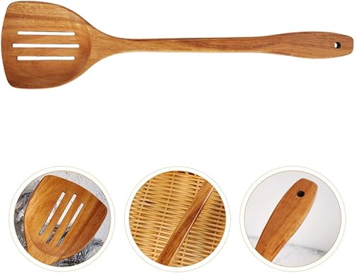 Miniatura 9 de Yardwe Espátula de madera Huevos Cocina Pancake Aletas de madera Espátula ranurada Espátula para panqueques Espátula ranurada Cuchara de arroz de