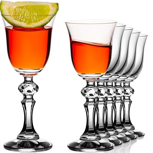 Imperial, set di 6 bicchieri da liquore con manico, 60 ml, vetro Crystalline "Vintage", elegante bicchiere da liquore in stile vintage, con manico sfaccettato e calice lavabile in lavastoviglie