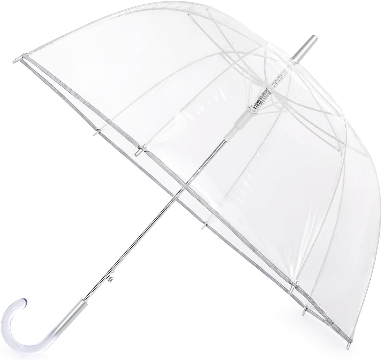 G4Free 52 inch Clear Bubble Umbrella, Large Canopy Transparent Dome Coverage Stick Umbrella with Reflective Strip, J Hook Handle European Style for Weddings,Prom, Graduation and Outdoor Events