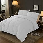 MH Home Luxury Pinch Pleat Square Design Duvet Cover Set with Pillowcases Soft Microfibre Bedding Set, Wrinkle Resistant & Easy Care (White, King)
