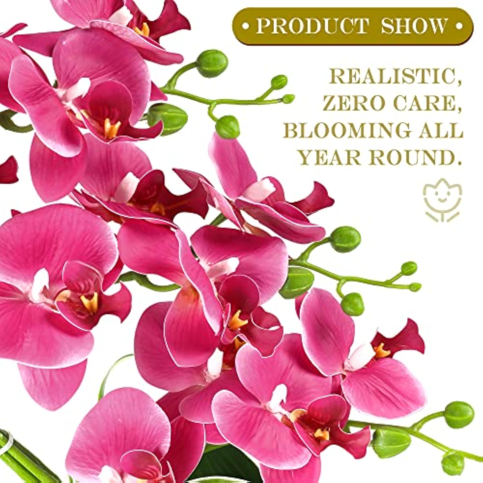 Artificial Orchid Flowers in Vase for Home Decor