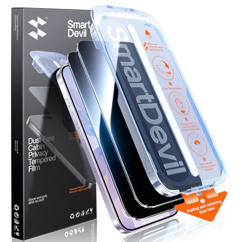 Image of SMARTDEVIL 2 Pack Privacy Screen Protector for iPhone 17, 28 Anti-Spy 9H Tempered Glass, Impact & Scratch Resistant, Auto Dust & Bubble-Free Install Frame, Easy to Install, Case-Friendly