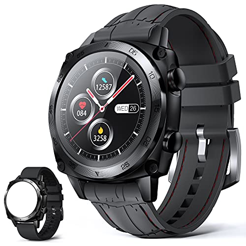 Men Smart Watches, CUBOT Waterproof Fitness Tracker with Heart Rate Monitor, Bluetooth Smartwatch for Android Phones Compatible with iPhone Samsung, Full Touch Screen Sleep Step Monitor, Black