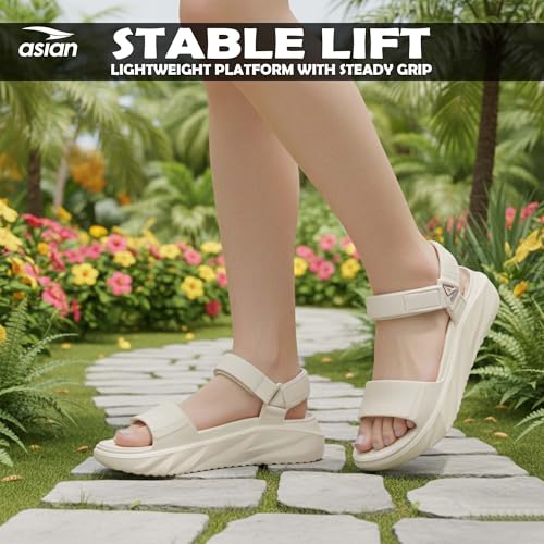 Image of ASIAN Indigo-32 Women's Casual Platform Sandals with Adjustable Strap | Lightweight EVA Sandals with Comfortable Cushioning Footbed for Travel