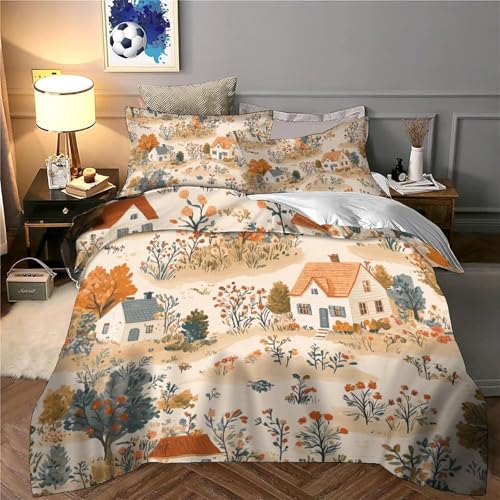 Parure de lit champêtre housse de couette microfibre 3D single 140x200