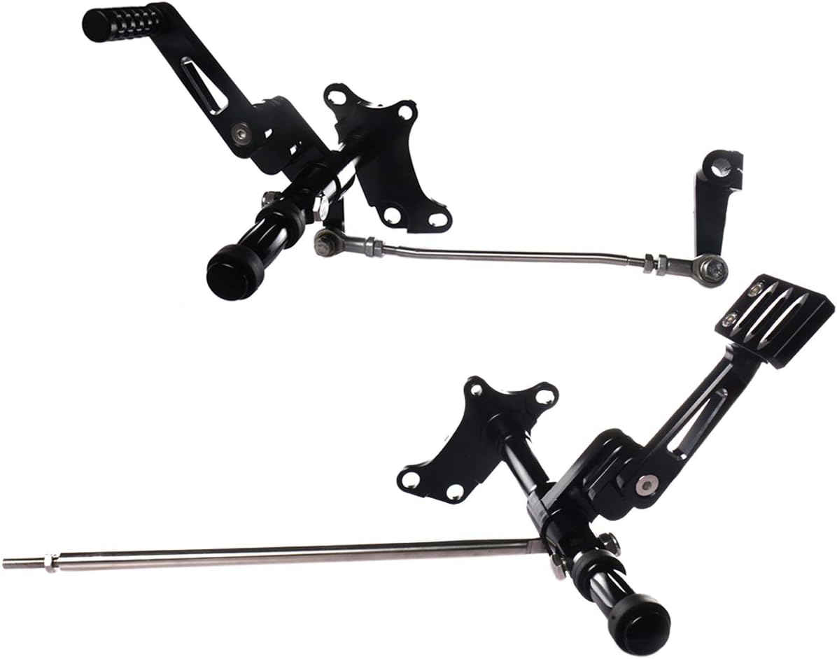 Black Forward Control Linkage With Foot Pegs For Harley