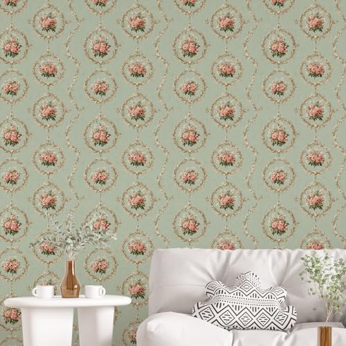 Image of PAPER PLANE DESIGN Vintage Floral Vinyl Self Adhesive Wallpaper Peel & Stick, Waterproof, Stain-Proof & Easy to Clean | 16 in X 90 in, Decor for Bedroom, Hallway, Living Room (C)
