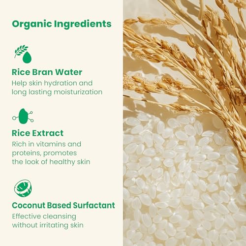 Image of Vegan Rice Baby Wash 13.52 Oz | Tear-Free Cleanser for Newborn & Sensitive Skin | 2-in-1 Shampoo and Body Formula | Plant-Based, Korean Skincare with Gentle Rice Scent