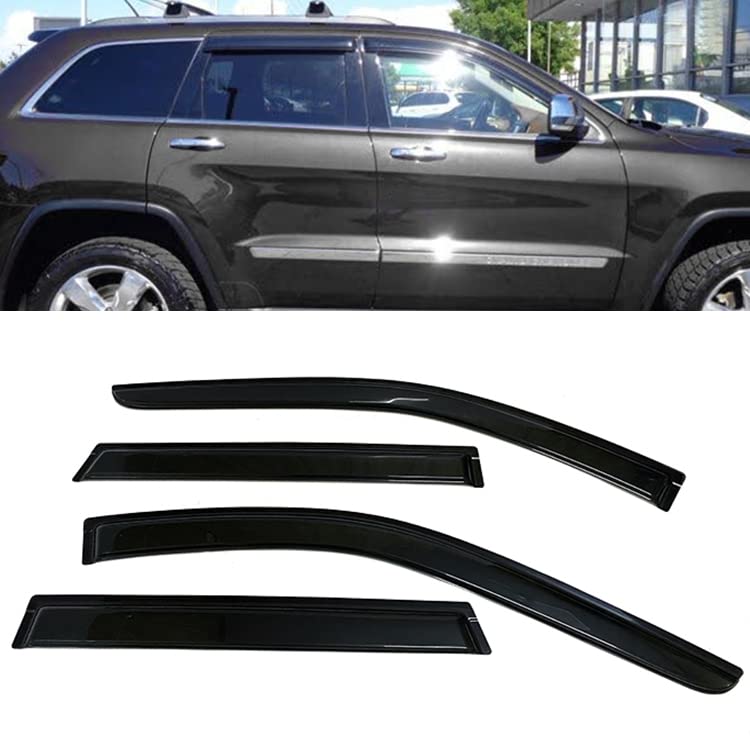 Smoke Tinted Window Sun Rain Visor Vent Guard Deflector Shade Compatible with Jeep Grand Cherokee 2011-2021